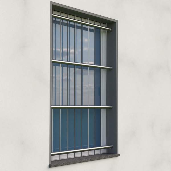 Fenstergitter schließbar ø 42,4mm - Höhe 1600 - 2299mm - 4 Gurte